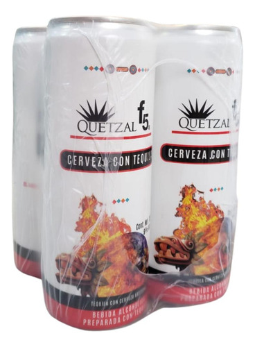 Cerveza Con Tequila Quetzal F5 Lata 355 Ml 4 Pack