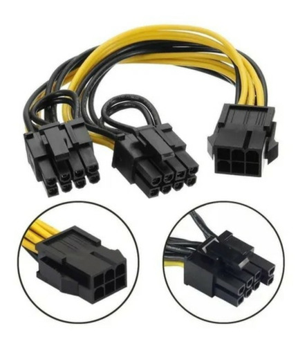 Imagen 3 de 3 de Cable Adaptador Splitter Pcie 6 A 2x 8 Pin (6+2) Minería