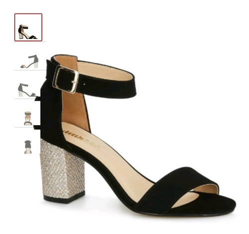 Sandalia Dama Casual Tacon Ancho 7cm Negro 265-9541 Andrea