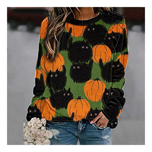 Nuevo Sudadera Con Estampado De Calabaza De Halloween