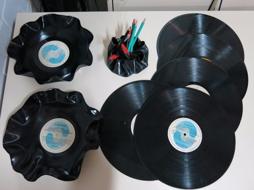 Kit Com 100 Discos De Vinil Para Artesanato Decoração 30 Cm