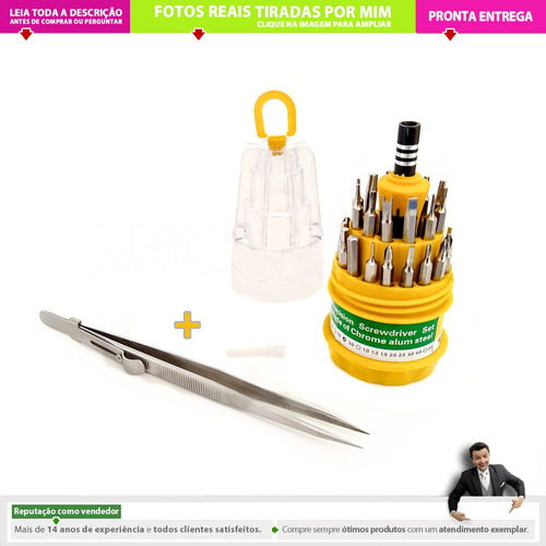 Kit Chave Phillips Fenda Pequena 31 Pçs + Pinça C/ Trava |p1 (Usado)