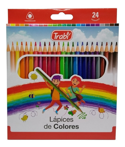 Lápices De Color Trabi Largos Triangulares X 24 Unidades