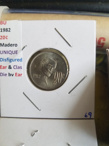 Madero 20 Centavos 1982 C/clash Die Error Vea Dscripcion #69