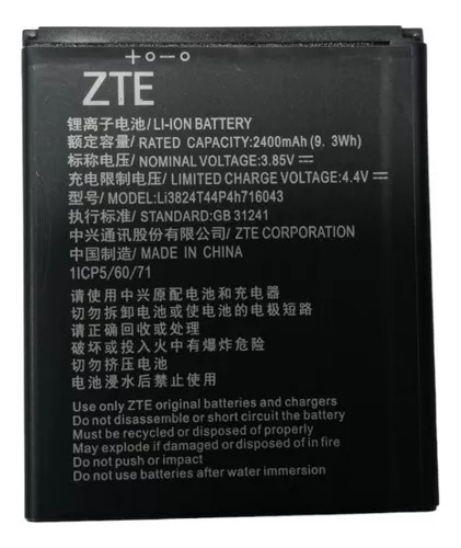 Batería Zte A521 Li3824t44p4h716043 (3.85v-2400mah) 9.3w