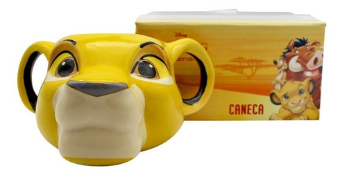 Caneca Formato 3d Rei Leao Simba Disney 350ml Oficial