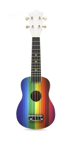 Imagen 2 de 7 de Ukelele Soprano De Madera Uquelele Funda Arco Iris Mandala