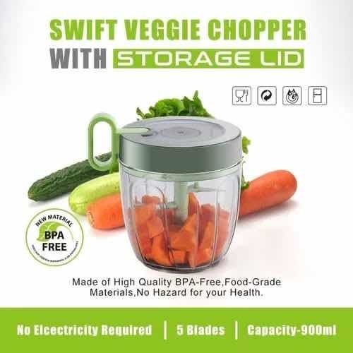 Imagen 6 de 8 de Picadora Manual Verduras Cortador Vegetales Trituradora