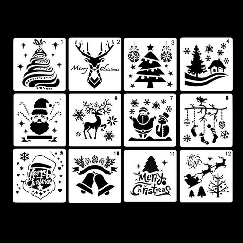 3 X 12 Uds Plantilla De Plantillas De Navidad Artesanía