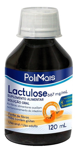 Lactulose 667mg/ml Polimais 120ml Sabor Mamão Papaya