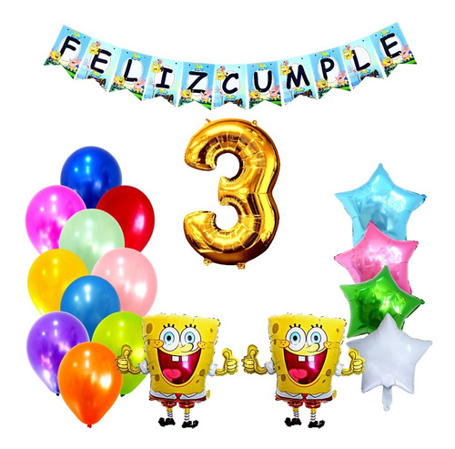 Combo Kit Deco Fiesta Globos Bob Esponja N°8