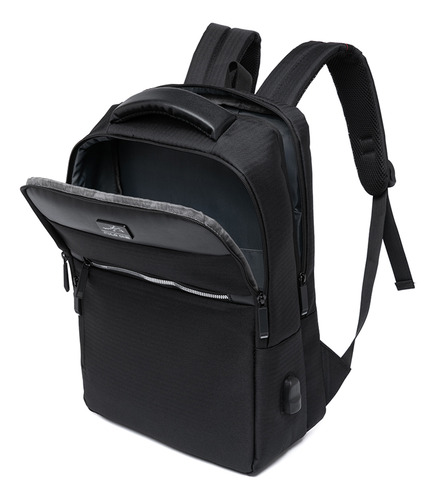 Mochila Executiva Slim Masculina Polo One Notebook Reforçada Cor Preto Desenho Do Tecido Lisa