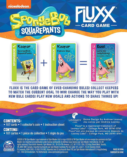 Juego De Mesa Bob Esponja Fluxx/cartas