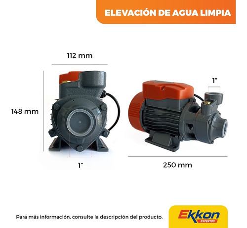 Imagen 3 de 8 de Bomba Periferica 1/2 Hp Agua Limpia Turbina De Bronce