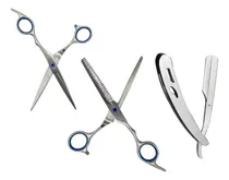 Comprar Set Tijeras Corte Filo Navaja Pulir 6´ + Navaja Barber