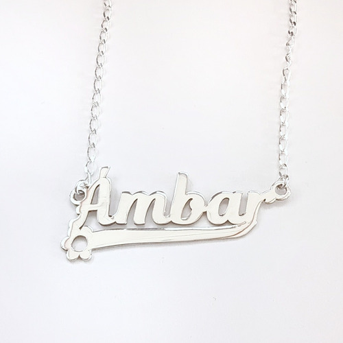 Collar Nombre Personalizado Diseño Corazón Plata 