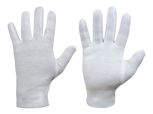 12 Pares Blancos Guantes Blancos Grande Adulto Polialgodón