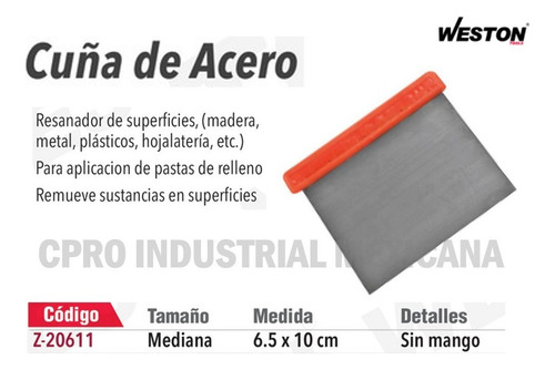 20 Cuñas De Acero Medianas 6.5 X 10 Cm Sin Mango Weston