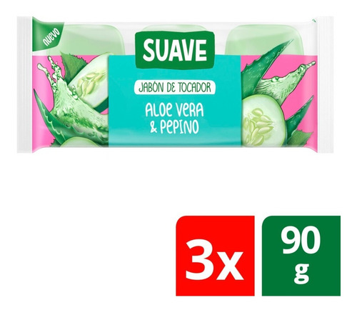 Jabón En Barra Suave Pepino Y Aloe 3 X 90g