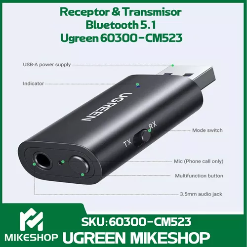 UGREEN USB Bluetooth 5.1, Adaptador Bluetooth para TV con 3.5mm