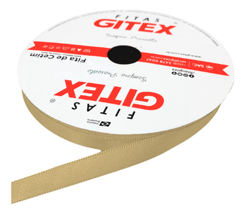 Fita Cetim Nº2 10 Mm Rolo Com 50 Metros Gitex Cores Cor 138 - Dourado Lisa
