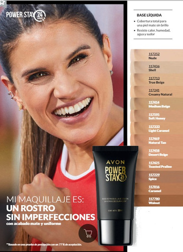Base De Maquillaje Liquida Power Stay Tono True Beige Avon