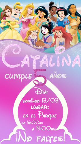 Invitación Digital Cumpleaños Princesas