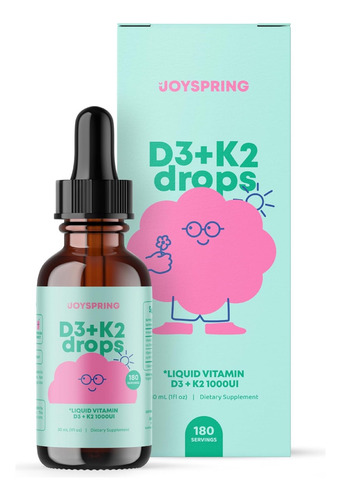 Joyspring. Vitamina D3 K2 1000 1000 Ui Niños. Autismo.vegano Fuerte