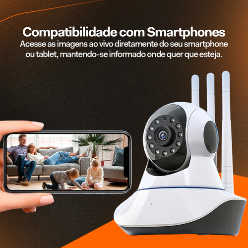 Camera De Segurança Wi-fi Ip Interna 3 Antenas Siga-me Com Visão Noturna E Áudio Davely