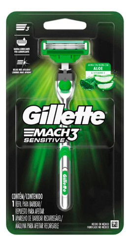 Gillette Mach3 Sensitive Maquina De Afeitar Recargable 1 U.