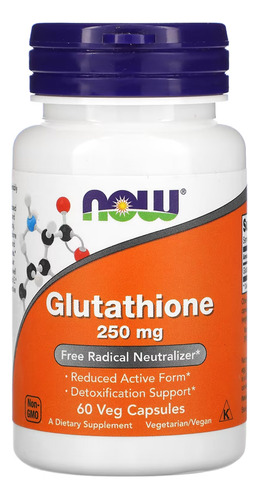 Glutathione Glutationa 250mg Now Foods 60cap Vegetarianas Sabor Sem sabor