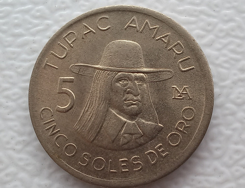 Moneda Colección 5 Soles De Oro Tupac Amaru 1977 (Usado)