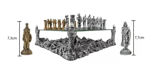 Tabuleiro Xadrez 3D Medieval Luxo Cavaleiros Medievais em Promoção