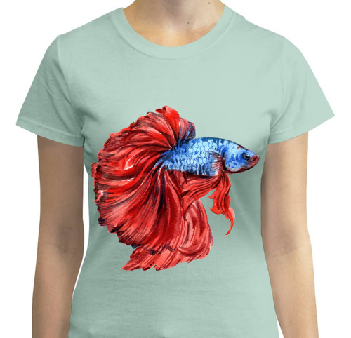 Playera Diseño Pez Betta - Acuarela De Pez Betta - Moda