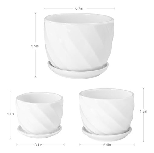Conjunto De 3 Macetas De Cerámica - Macetas De Flores Interi