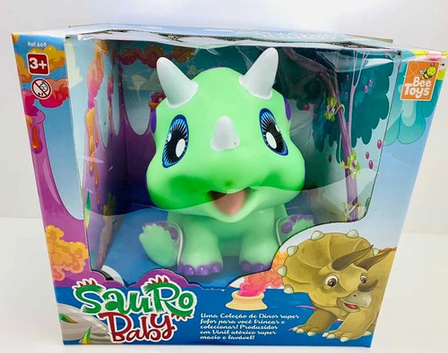 Coleção Dinossauro Infantil Sauro Baby Triceratops De Vinil