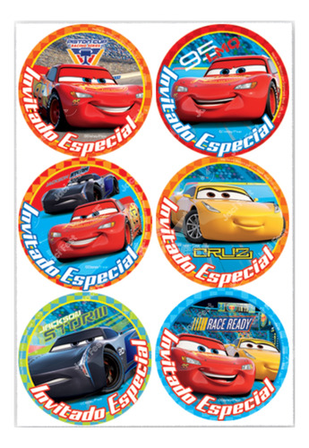Cars 3 Rayo Mcqueen Distintivos Stickers Fiesta - Car0h1