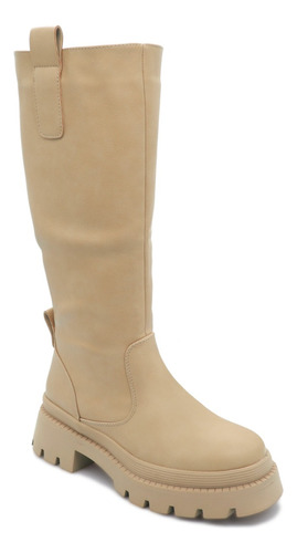 Bota Chunky 02 Khaki Elasticada Con Plataforma 