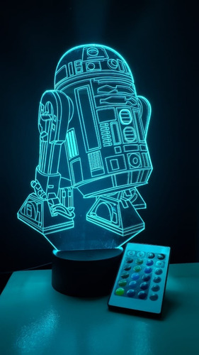 Imagen 7 de 8 de Lampara Led 3d Con Control R2-d2