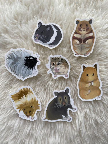 Planilla De Stickers Hamsters Mod 1 Aprox 28cm