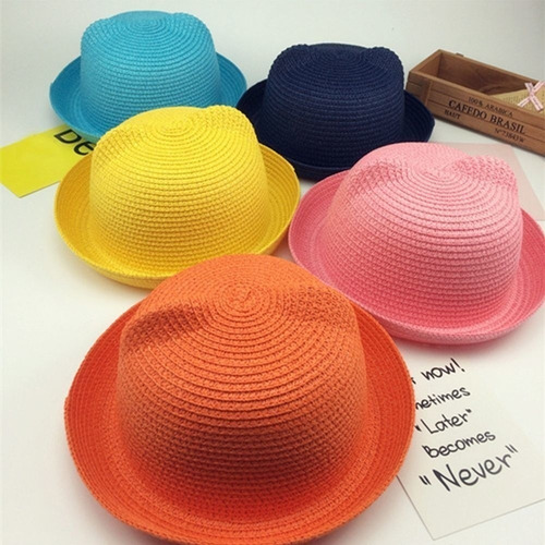 Sombrero De Paja Con Orejas De Gato Sombrero De Playa