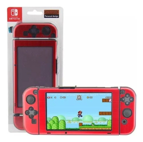  Protector Rigido De Aluminio Nintendo Switch Rojo