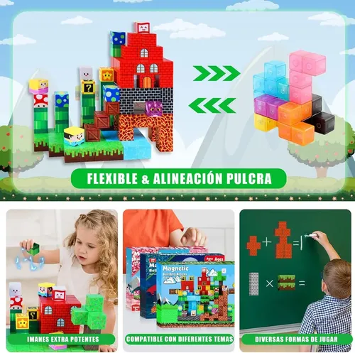 Juego De 61 Bloques Magnéticos De Construcción 3D Para Niños De 3 A 8 Años – Colores Arcoíris, Imanes Fuertes, Compatibles Con Otros Sets, Educativo STEM