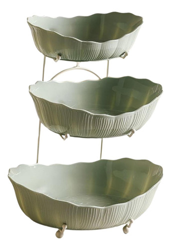 Placa De Cesta De Cesta De Frutas Em Verde 28.5x25x31cm