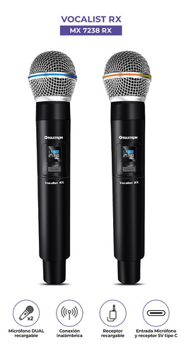 Micrófono Maxtron Vocalist Rx Mx7238rx Wireless (pack X2)