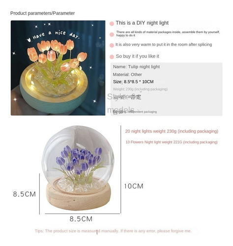 De Regalo Muchacha Luz Noche Flor Del Tulipán Led Diy
