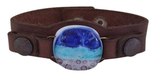 Imagen 4 de 6 de Pulsera Soda Mar Burbuja Cuero Vidrio
