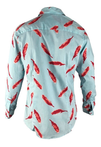 Camisa Fiume Plumas Estampada Entallada Hombre