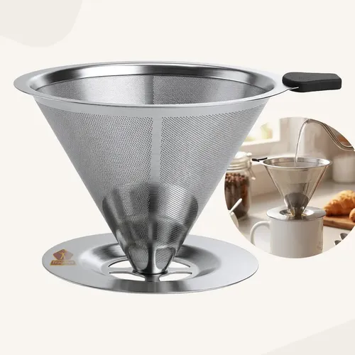 Coador de Café Inox 103 com Filtro Permanente Reutilizável Aço Inox Premium Durável Fácil de Lavar