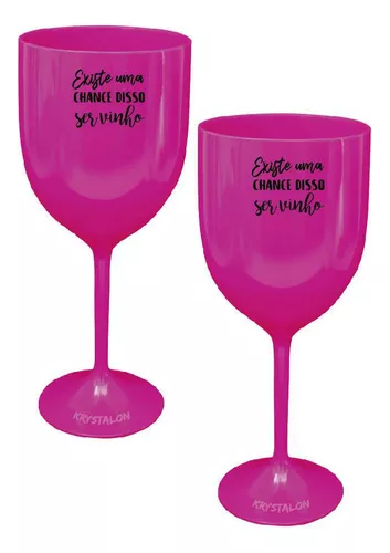 Kit de 2 copas de vino rosa acrílicas personalizadas